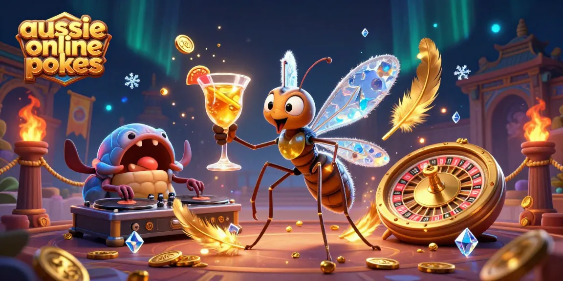Experience the excitement of aussie online pokies with vibrant gaming characters and casino elements.