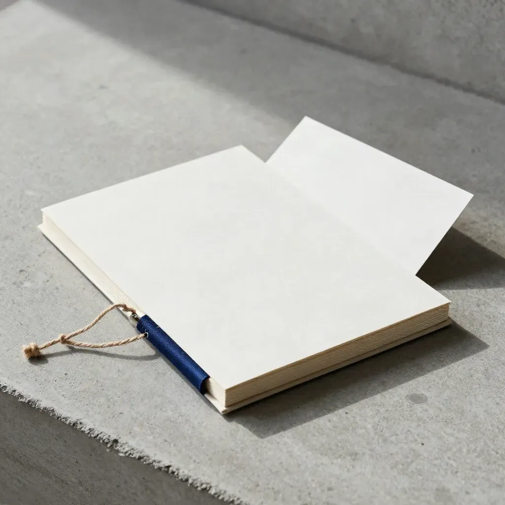 Open hedgechecklist op beton met los twijntouw en gevouwen kaart in blauwgrijze tinten.