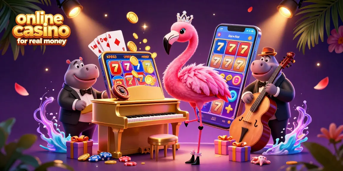 Engage with the lively atmosphere of an online casino for real money featuring vibrant characters and dynamic gaming elements.